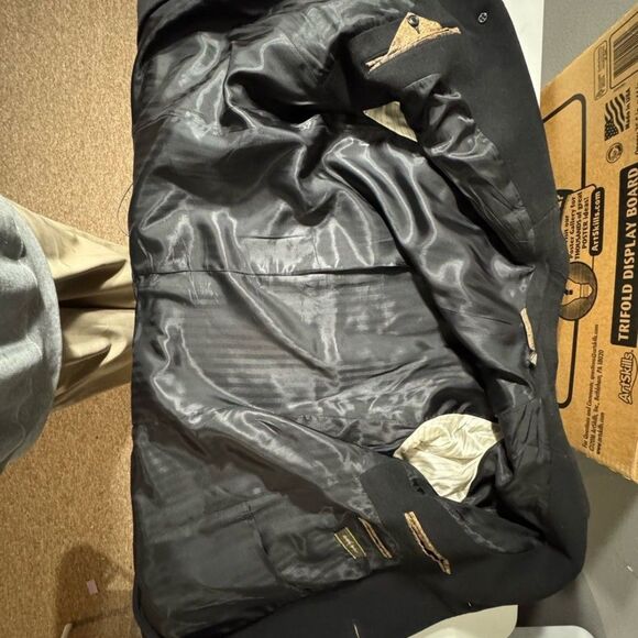 Joseph Abboud Men's Black Wool Cashmere Blend  Overcoat Topcoat Peacoat Size 46R - Picture 10 of 12